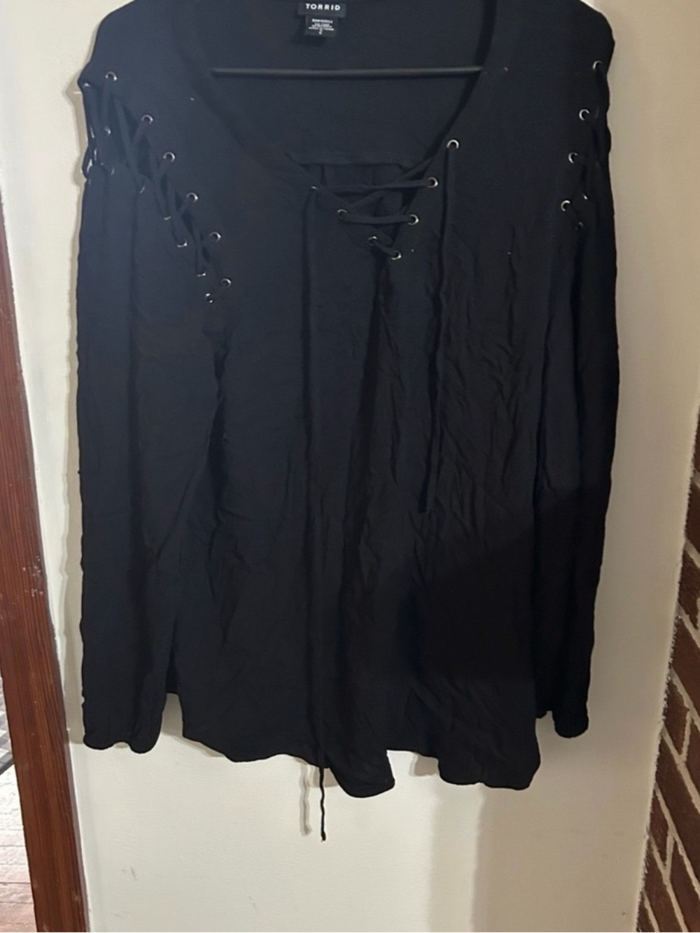 torrid Size 2x  Black Lace-Up Long Sleeve Blouse